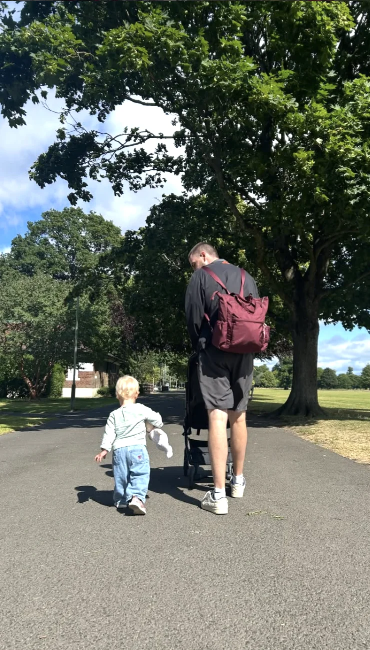 Liam out for a walk in the park